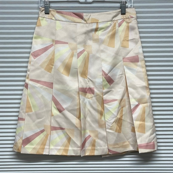 Club Monaco NWT Peach Cream Sunshine Patterned Pleated A-Line Mini Skirt - Picture 1 of 7